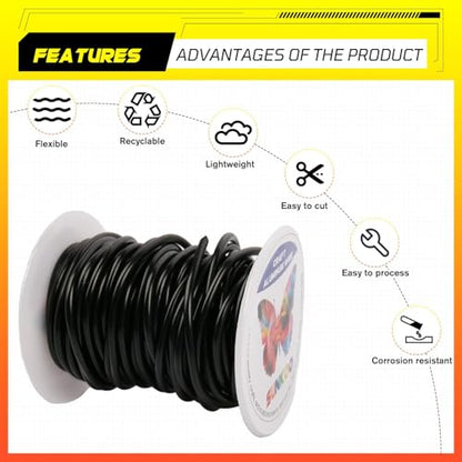 Aluminum Craft Wire,8 Gauge (3mm) Black Bendable Wire,32 Feet Continuous Roll for Jewelry Making,Sculpting,Floral & Armature Projects - size: 8 Gauge 32FT, style: Black