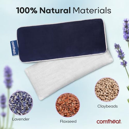 Lavender Weighted Eye Pillow - Soft Plush Removable Cover | Moist Heat & Cold Therapy, Natural Aromatherapy Eye Compress Pillow for Relaxation, Yoga, Meditation, and Sleep, Navy Blue - color: Navy Blue (Lavender Scent)