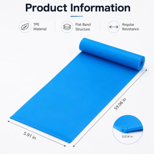 TPE Resistance Bands Flat Exercise Stretch Bands for Yoga Pilates Home Fitness Training - color: Blue