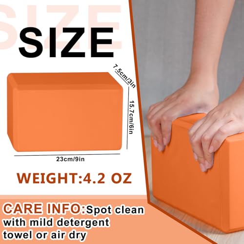 Honoson 20 Pcs Yoga Blocks Bulk 9''x6''x3'' High Density EVA Foam Blocks for Exercise Pilates Meditation, Lightweight Non-slip Surface, Improve Strength Balance Flexibility - color: Orange
