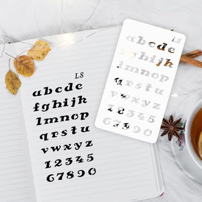 Alphabet Number Stencils – 24PCS Reusable Letter Templates for Journals, Scrapbooking, DIY Crafts School Projects