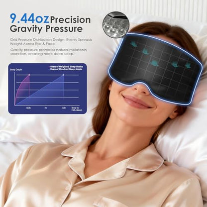Weighted Eye Mask for Sleeping, Silk Sleep Mask for Side Sleeper(Black) - color: Silk-black