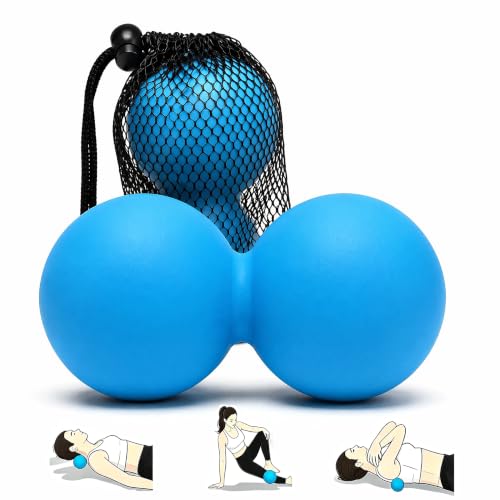 Silicone Peanut Massage Ball—Double-Sided Hockey-Shaped Yoga Ball and Physical Therapy Exercise Ball—A deep-tissue massage tool for myofascial release, muscle relaxation, and acupressure therapy