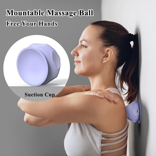 PROIRON Mountable Massage Ball with Suction Cup Pinpoint Deep Tissue Muscle Knot & Sore Relief, Vibration & Heating Trigger Point Massage Tool for Back Neck, Self-Massage Tool - color: Purple