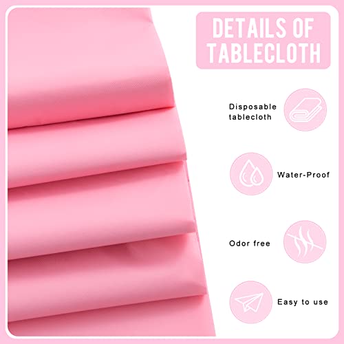 Eleclassi Pink 6 Pack Premium Round Disposable Plastic Tablecloth - 84 Inch Round Plastic Table Cloths for Parties Disposable Tablecloth - Round Plastic Tablecloth - Pink Round Tablecloth - color: Pink