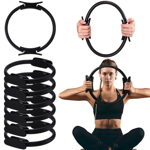 Syhood Pilates Ring 11. 81 Inch Pilates Circle Yoga Ring Magic Lightweight Flexible Workout Equipment for Fitness Physical Therapy Resistance Exercise Arms Legs - color: Black