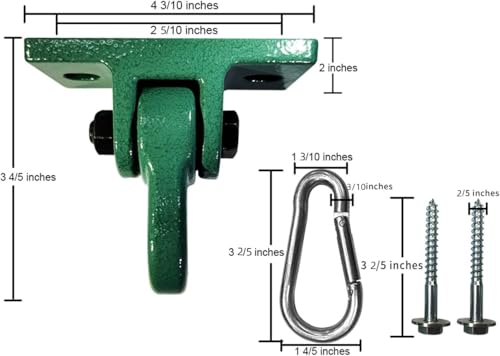 ABUSA Heavy Duty Green Swing Hangers Screws Bolts Included Over 5000 lb Capacity Playground Porch Yoga Seat Trapeze Wooden Sets Indoor Outdoor (4 Pack) - color: 4 Packs Green, size: 4 Pack