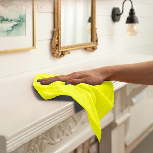 Avalon Towels Microfiber Cleaning Cloths (Value Pack of 12) - Size 12 x 12 Inches, Highly Absorbent Cleaning Rags, Lint Free, Reusable and Washable, Microfiber Towels for Cars - color: Yellow, size: Pack of 12 - 12x12 Inches