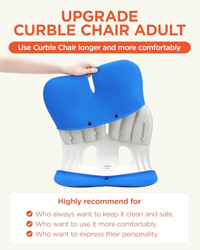 curble Grand Cover, Detachable Cover for Adult Chair, Ergonomic Chair Back Support and Lumbar Support (Blue) - color: Cover Blue