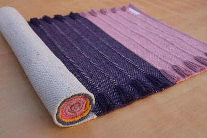 Jaipur Art & Rugs Cotton Yoga Rug - Eco-Friendly Hand-Woven Thick Mat (24”x72”x5mm) for Everyday Fitness at Home - Comfortable & Extra-Long - color: Multicolor 6