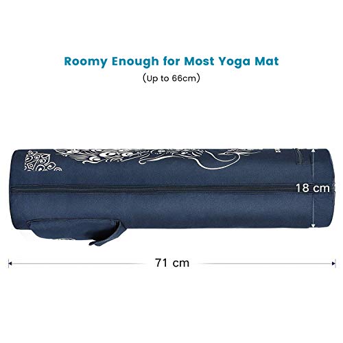 Gonex Yoga Mat Bag, Full-Zip Mat Carrier | 600D Oxford Fabric, Wet Pocket, Front Zip Pocket, Adjustable Strap, Fits Mats up to 26" - color: Dark Blue