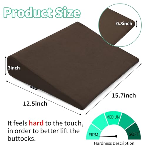 BUYUE Wedge Cushion for Butt Lift Women, Hard-Firm EVA Foam for Lift HIPS Up Fitness Training, Plank Position Mat, Non-Slip Chair Seat Pad, 15.7"x 12.5", Brown - color: Brown