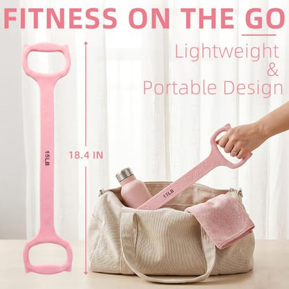 Figure 8 Resistance Band with Handles: 2 Pack Silicone Stretch Bands for Yoga, Pilates, Home Workout - 15LB 25LB Exercise Band Set for Arms, Back & Shoulder