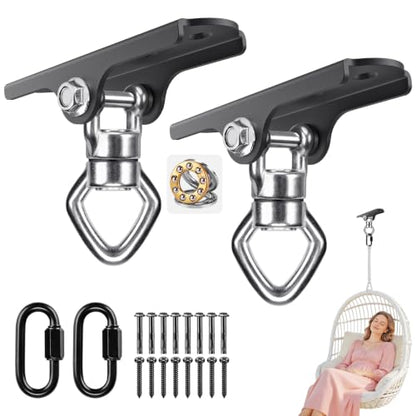 2Pcs 360° Swivel Swing Hanger with Ball Bearing Swing Ceiling Mount Bracket | 900 LBS Capacity Aerial Silks Mount Hardware for Hammock Chair, Porch Swings, Tire Swing, Gym Ring, Heavy Bag, Punching Bag - color: Ball Bearing 360° Swivel Diamond Hook ( 2 Pa