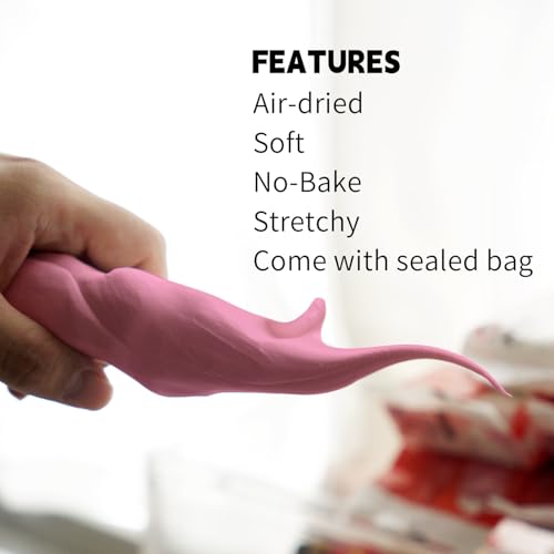 Air Dry Clay Lightweight, Flexible Modeling Clay for Adults Arts and Crafts | Professional & Moldable, Soft & No-Stick, Polymer Clay for Sculpting, Molding,Anime Figures,Making Costumes,DIY Projects - color: Pink