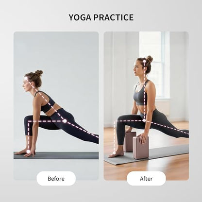 PROIRON Yoga Blocks, 2 Pack Supportive High Density Premium Eva Foam, Soft Non-Slip Surface with Curved Edges Stretch Blocks For Yoga, Pilates, Stretching - color: Smoky Pink
