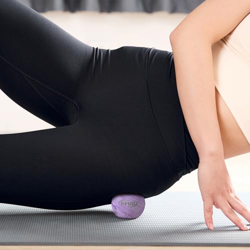 Massage Lacrosse Ball, 2.5 Inch Firm Solid Rubber Deep Tissue Ball for Myofascial Release, Plantar Fasciitis & Muscle Knot Relief, for Foot, Glutes, Shoulder Blades, Calves, 1 Count Purple-02 - color: Purple-02