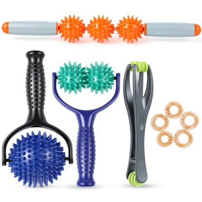 4 Pcs Manual Full Body Massage Tool Set with 5 Finger Rings