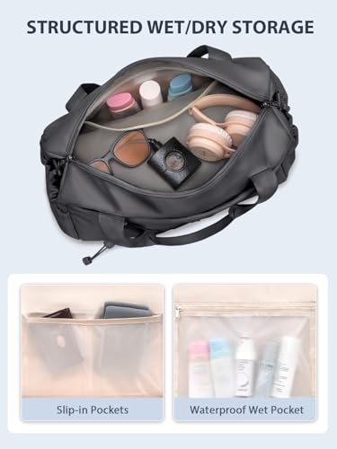 RHDZO Small Gym Bag for Women with Yoga Mat Holder and Wet Pocket Dark Gray - color: Dark Gray