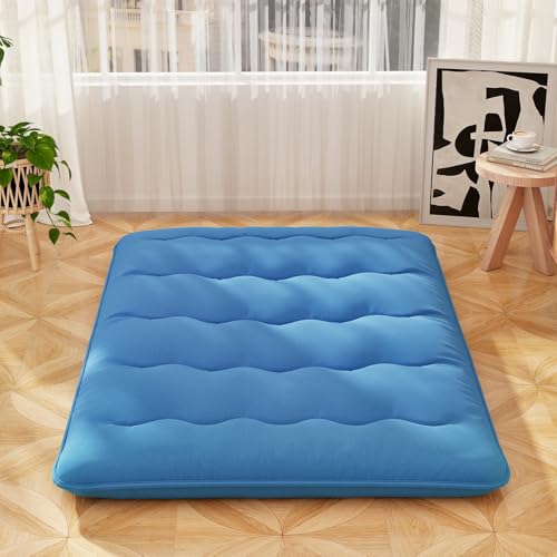 GIANTEX Japanese Floor Mattress, 4 Inch Futon Mattress w/Washable Cover & Storage Bag, Foldable Roll up Mattress Tatami Mat, Portable Sleeping Pad for Camping, Dormitory, Kids Floor Lounger Bed, Full - color: Navy, size: Full