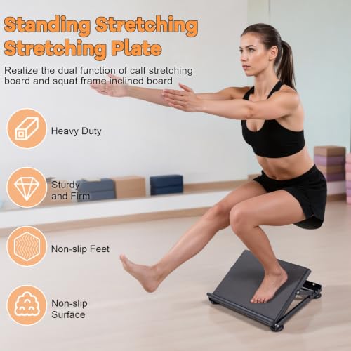Heavy Duty Slant Board for Calf Stretching, 660lbs Capacity Adjustable Incline Exercise Wedge, 5 Levels Steel Stretcher for Plantar Fasciitis, Achilles Tendonitis