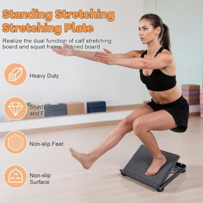 Heavy Duty Slant Board for Calf Stretching, 660lbs Capacity Adjustable Incline Exercise Wedge, 5 Levels Steel Stretcher for Plantar Fasciitis, Achilles Tendonitis