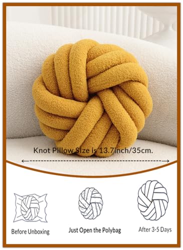 Knot Pillow,Yellow Decorative Pillows 13.7" - color: Yellow