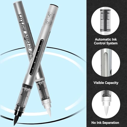 3 White & 3 Black Paint Pen, Black and White Marker, 6 Pack | Acrylic Markers for Rock Painting, Wood, Glass, Plastic, Ceramic and Frabic, Smooth Painting - color: 3 White+3 Black