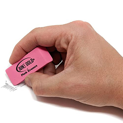 June Gold 15 Piece Art Eraser Set, White, Pink, Kneaded, and Retractable | 3 White Vinyl (Firm), 3 Pink Rubber (Medium), 3 Kneaded (Soft), 3 Retractable (Precision), & 3 Retractable Refills