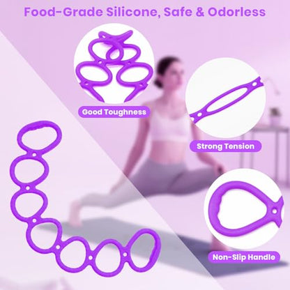 7 Ring Adjustable Resistance Bands, Workout Stretch Fitness Resistance Exercise Band with 7-Level, Ideal for Women Men Yoga/Pilates/Physical Therapy/Home Gym for Arm/Shoulders/Foot/Leg Fitness - color: Purple