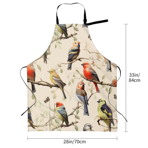 Artist Painting Apron with 2 Pockets Painters Art Aprons Gifts for Women Men - color: Birds on Branches