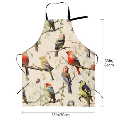 Artist Painting Apron with 2 Pockets Painters Art Aprons Gifts for Women Men - color: Birds on Branches