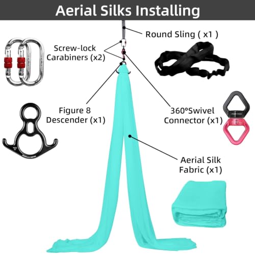 PRIOR FITNESS Aerial Silks Kit, SGS&CE Certified, 9/15/20Yards - color: Light Green, size: L(20 Yards)