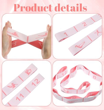 12 Loop Stretching Strap, Yoga Straps for Stretching, Dance Stretch Band Elastic Stretching Equipment for Flexibility & Fitness