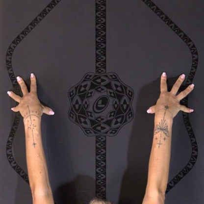 Liforme Printed Yoga Mat - Patented Alignment Design, Ultimate Grip - color: Mystique - Black on Black