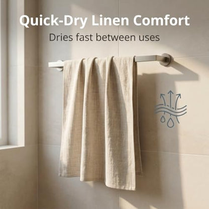 Pure 100% Linen Bath Towel - 30x55-inch Lightweight Travel Towel Flat Weave - color: Light Gray, size: Bath Towel