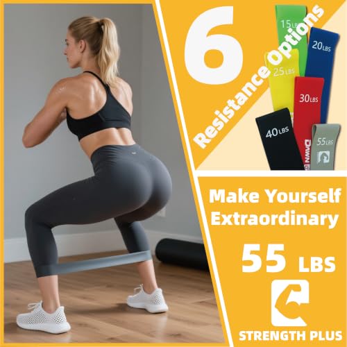 6-Level Resistance Loop Bands Up to 55LBS for PT & Strength
