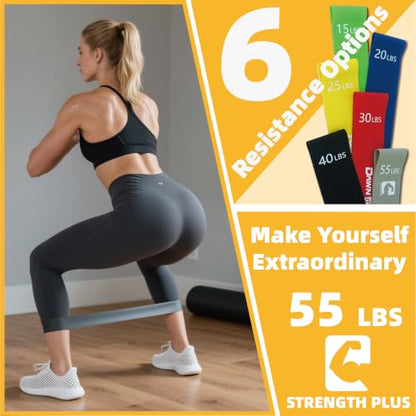 6-Level Resistance Loop Bands Up to 55LBS for PT & Strength