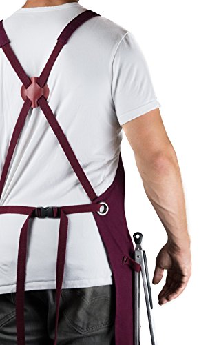 Hudson Durable Goods - Professional Grade Chef Apron for Kitchen, BBQ & Grill - color: Burgundy