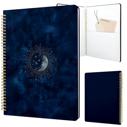 Cute Spiral Notebook journal A4 Aesthetic Pretty Design for Women Girls Kawaii with Pocket, 8.5 x 11 inch, Lined, Blue Moon - color: Blue Moon, style: Lined