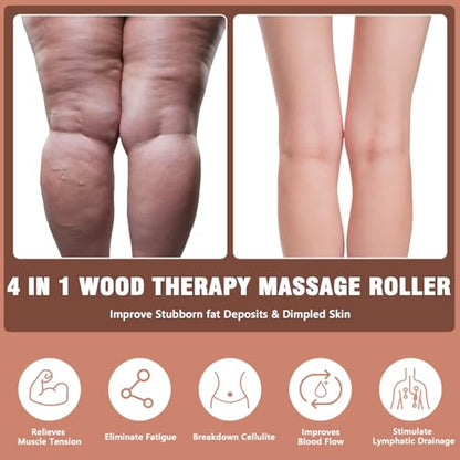KintKita Wood Therapy Massage Tools 3 in 1,Wooden Lymphatic Drainage Massager, Body Sculpting Tools Cellulite Massager for Maderoterapia, Body Contouring, Relief Muscle, Anti-Cellulite