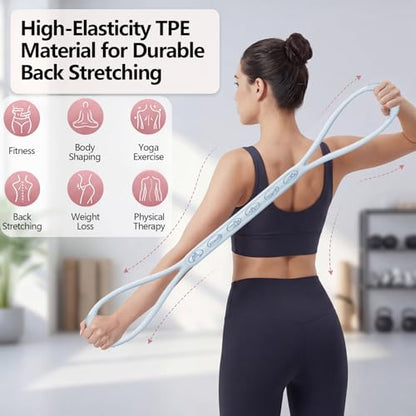 SHANPIN Figure 8 Resistance Band, Silicone Exercise Band with Non-Slip Grip, Full Body Toning for Yoga Pilates Physical Therapy Home Gym, for Women Men - color: Blue 25 LBS