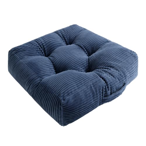Square Floor Pillow, 6-Inch Thick Floor Cushion with PP Cotton Filling, Soft Corduroy Supportive Floor Seating for Living Room, Office, 22 x 22 Inches (Blue, 1 Pack) - color: Blue, size: 1 Pack
