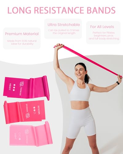 LIONSCOOL Pilates Ring Set 14" Magic Circle, 9" Mini Ball, Resistance Bands | Foam-Padded Fiberglass Pilates Ring, 400 lb Anti-Burst Ball, Latex & Fabric Bands, Socks, Guide & Bag, Pilates Equipment Kit
