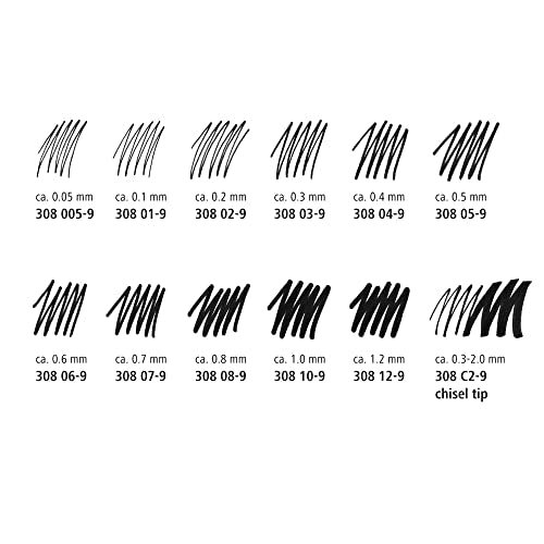 Staedtler Pigment Liner, Fineliner Pen for Drawing, Drafting, Journaling, 0.05mm, Black, Box of 5 Pens, 308 0059M - style: 0.05mm