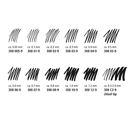 Staedtler Pigment Liner, Fineliner Pen for Drawing, Drafting, Journaling, 0.05mm, Black, Box of 5 Pens, 308 0059M - style: 0.05mm