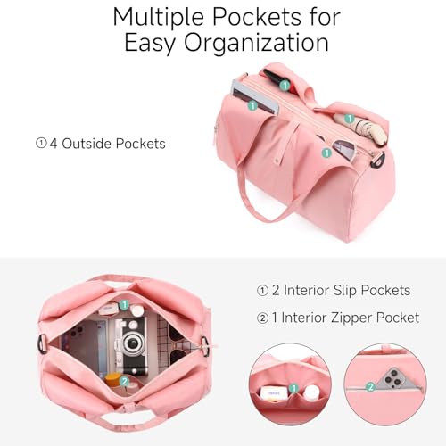 Handbag for Women Yoga Bag Large Capacity Yoga Pad Buckle with Shoe Compartment Water Bottle Sports Gym Bag Travel - color: C04-2 Pink