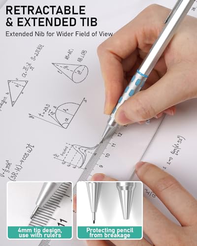 Nicpro 36PCS Blocky Gear Art Mechanical Pencil Set with Case | Metal Mechanical Pencils 0.5/0.7/0.9/2mm Lead Holder for Drawing Sketching with 20 Tubes (6B 4B 2B HB 2H 4H Colors) Refills - style: 6 PACK