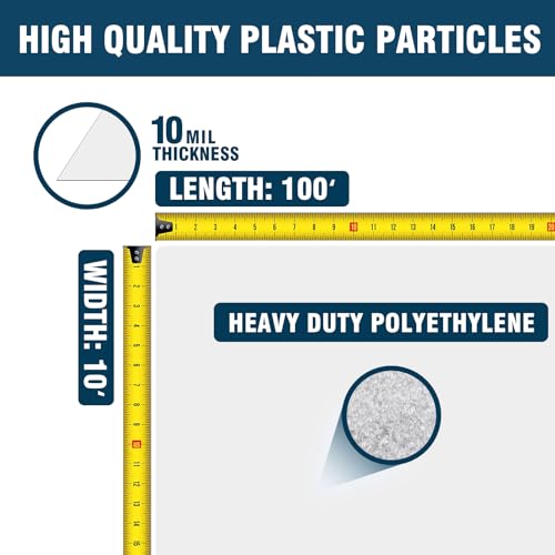 Crawl Space Vapor Barrier, 10 Mil 10x100' Black/White Panda Film | Thick Plastic Sheeting, Plastic Drop Cloth Covering for Crawlspace Encapsulation, Suitable for Commercial and Residential Use - size: 10mil 10'x100'