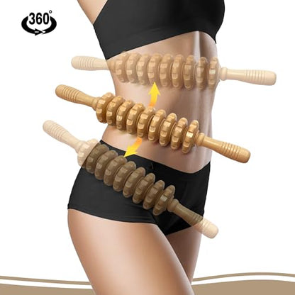 Manual Wood Therapy Massage Stick, Wooden Cellulite Muscle Roller for Legs - color: Wood